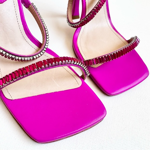 Schutz Nellina Leather Rhinestone Pumps Pink - Picture 5 of 10